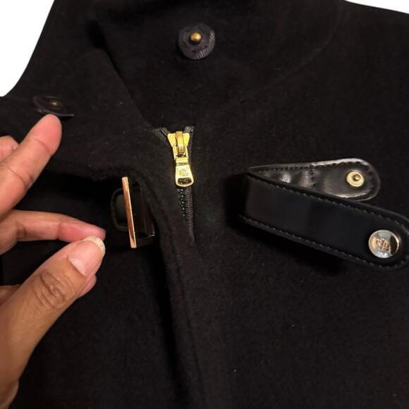 Lauren Ralph Lauren Black Buckle-Tab Coat | Size 14 | Fully Lined - Picture 5 of 8